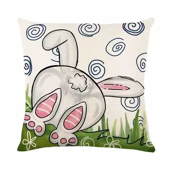 45x45 см Пасхальный чехол для подушки с мультяшным рисунком Удобный дышащий съемный моющийся декоративный мягкий чехол с кроличьими яйцами Диван Спальня Автомобильная подушка Наволочка для домашнего использования C Stuttg