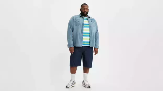 469 свободные мужские шорты 12,5 дюймов (большие и высокие) Levi's, цвет Lazy Short - Dark Wash