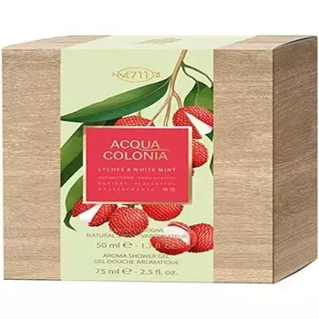 4711 Подарочный набор из 2 предметов «Личи и белая мята»: одеколон 50 мл - гель для душа 75 мл, Acqua Colonia