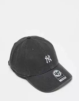 47 Brand – Clean Up – выстиранная черная бейсболка с мотивом New York Yankees