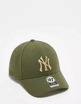 47 Brand – New York Yankees – бейсболка цвета хаки с металлическим логотипом