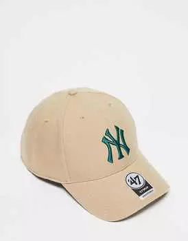 47 Brand – New York Yankees – Бежевая кепка с контрастным логотипом