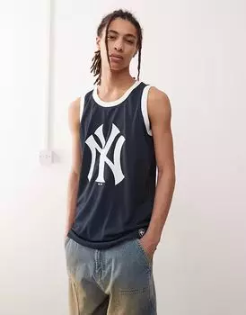 47 Brand NY Yankees импринт логотип майка темно-синего цвета