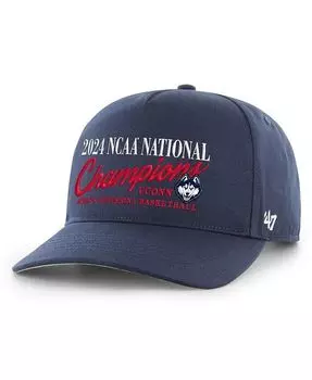 47 Мужская темно-синяя бейсболка UConn Huskies 2024 NCAA по баскетболу с надписью национальных чемпионов, классическая регулируемая кепка с зацепкой '47 Brand, синий