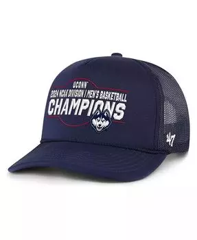 47 Мужская темно-синяя бейсболка UConn Huskies 2024 NCAA для национальных чемпионов по баскетболу с регулируемой передней кепкой из пеноматериала '47 Brand, синий