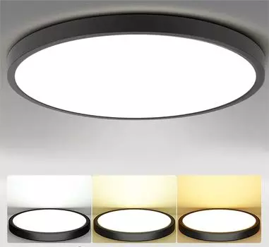 48 Вт светодиодный потолочный светильник, меняющий цвет, потолочный светильник с функцией памяти, 3 цвета света, световая панель, спальня, гостиная, кабинет, офис, кухня, 50 см, черный lapamax