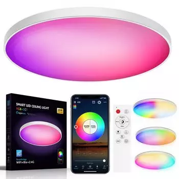 48W 3500LM, светодиодный потолочный светильник с регулируемой яркостью, потолочный светильник RGB с дистанционным управлением, Bluetooth WIFI, управление Alexa lapamax