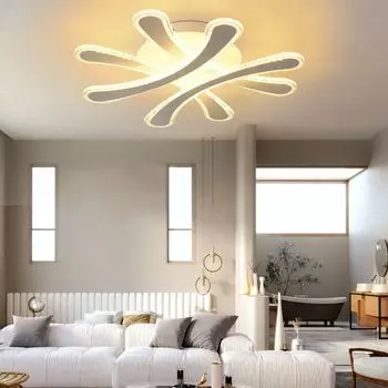 4 головки светодиодный креативный потолочный светильник 50 см с регулируемой яркостью и изменением цвета с дистанционным управлением, металлический акриловый абажур для спальни, гостиной easybuy, белый