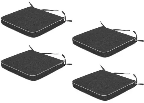 4 х садовые подушки, подушки для садовых стульев, удобное сиденье, подушки для кресел, подушки для стульев, подушки для кресел, подушки для стульев, подушки для шезлонгов, бежевое эко-бельё, 47 х 49 см Stanisaw Jurga, черный