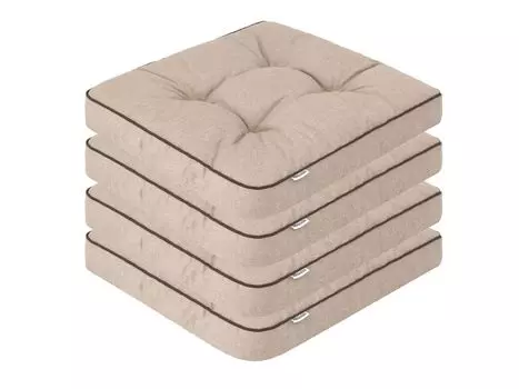 4 х садовые подушки, подушки для садовых стульев, удобное сиденье, подушки для кресел, подушки для стульев, подушки для кресел, подушки для стульев, подушки для шезлонгов, бежевое эко-льняное полотно, 45 х 45 см Stanisaw Jurga, бежевый