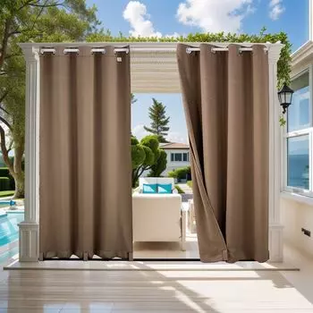 4-панельная уличная штора, водонепроницаемая, прозрачная с верхними люверсами, 132 х 244 см, уличные шторы для балкона, террасы, сада, перголы ele eleoption, зеленый