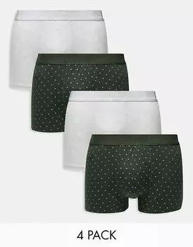 4 пары боксеров серого и хаки цвета River Island