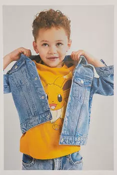 4 пары футболок с принтами H&M, желтый