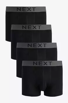 4 пары хипстерских боксеров из чистого хлопка Next, черный