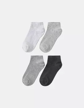 4 пары носков по щиколотку Bershka, серый