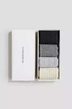 4 пары ребристых носков H&M, мультиколор