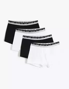 4 пары трусов-боксеров из хлопка-стрейч белого цвета River Island
