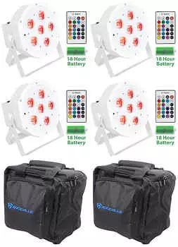 Аккумуляторная батарея Rockville Battery PAR 61 RGBWA + UV DMX + пульты дистанционного управления + сумки Battery PAR 61 White + RLB90