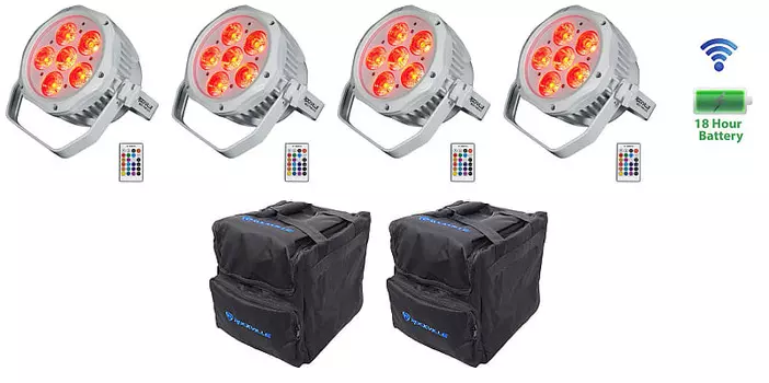 (4) Rockville BEST PAR H2O Белые водостойкие прожекторы для внутреннего и наружного освещения + сумки (4) BEST PAR H2O WHITE+RLB40