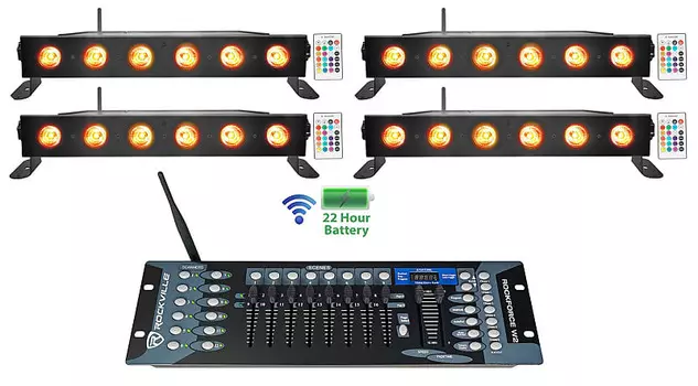 Аккумуляторные световые панели Rockville Best STRIP 60 Black + беспроводной контроллер DMX Best STRIP 60 + Rockforce W2
