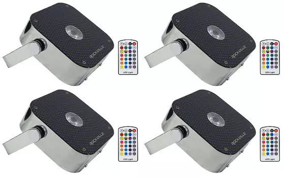 Комплект Rockville MINI RF1 RGBWA + UV DJ/Party LED Wash Lights сталь + RF Remotes MINI RF1