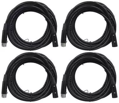 4 Rockville RDX5M25 25-футовые 5-контактные штыревые и гнездовые кабели освещения DMX, 100% медь (4) RDX5M25