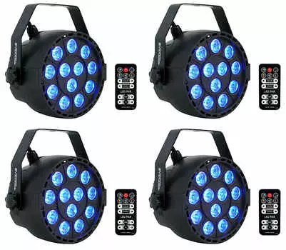 4) Rockville RockPAR TRI LED RGB Compact Par Can DJ DMX Wash Lights+Remote Black (4) ROCKPAR TRI BLACK