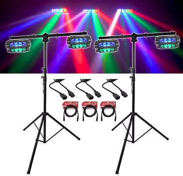 Светодиод Rockville Spyder LED Beam Moving Head DMX DJ Party Lights + стойки для штативов