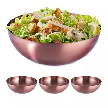 4 салатницы из нержавеющей стали диаметр 31,5 см Relaxdays, коричневый