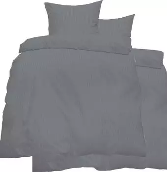 4 шт. Постельное белье из хлопка 2х135х200+2х80х80 см, однотонное, серое, на молнии, негладкое, микрофибра KH-Haushaltshandel