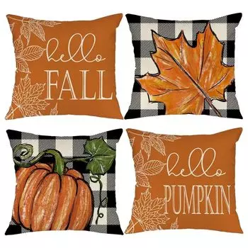 4 шт. водонепроницаемые осенние чехлы для подушек на День Благодарения Декор Праздничные Чехлы для подушек с принтом для дома-G Stuttg