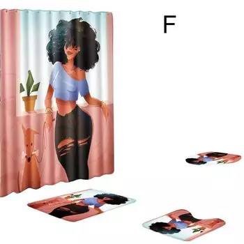 4 шт., женская занавеска для душа с принтом, крышка для унитаза, нескользящий напольный коврик, ковер-J Stuttg, мультиколор