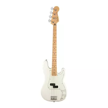 4-струнная бас-гитара Fender Player Precision с корпусом из ольхи, глянцевой отделкой, 20 ладами и кленовым грифом в форме буквы «С» (кленовый гриф, полярно-белый) Fender Player Precision Bass, Maple Fingerboard, Polar White