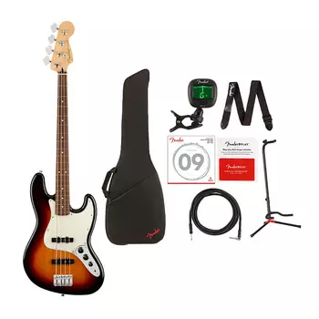4-струнная джазовая электрическая бас-гитара Fender Player (3-цветные солнечные лучи, правша, гриф Pau Ferro, правша) (ценный комплект) Fender Player 4-String Jazz Electric Bass RH Guitar (Value Bundle)