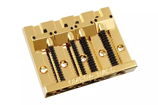 4-струнный бас-бридж в стиле Omega Badass, 2-1/4 дюйма, ЗОЛОТО Allparts BB-3350-002