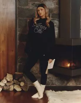 4th & Reckless x Felicia Wedin Apres Ski Apres Ski трикотажная толстовка с вышивкой черного цвета