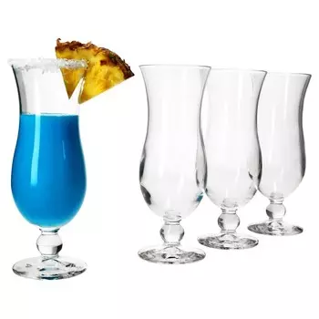 4x коктейльных бокала Blue Hawaii, 350 мл, стакан для лонг-дринка, прозрачный ураганный кубок MamboCat