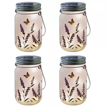 4x светодиодный стеклянный светильник, декоративный светильник с 10 светодиодами, декоративный светильник для настроения, стеклянный светильник на батарейках, декоративный фонарь, настольное освещение HAC24, серебро