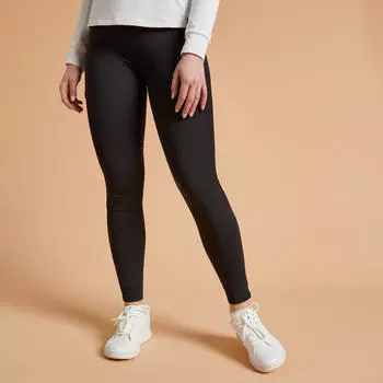 500 Женские черные теплые леггинсы для верховой езды с полным захватом FOUGANZA, цвет negro