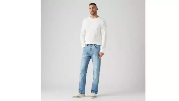 501 мужские джинсы оригинального кроя Levi's, цвет Don't Trip - Light Wash - Stretch