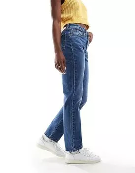 501 прямые укороченные джинсы темно-синего цвета Levi's