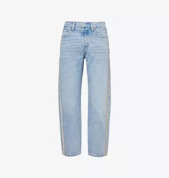 501 укороченные джинсы прямого кроя с высокой посадкой Levis, серебряный