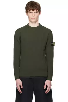 5100053 свитер из шерсти rws с резинкой по всей длине Stone Island, зеленый