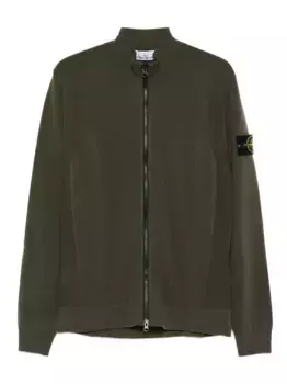 5100062 свитер с накладным карманом на молнии спереди Stone Island, зеленый