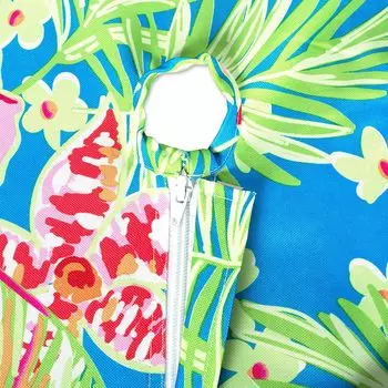 52-дюймовая зеленая и розовая круглая уличная скатерть с цветочным принтом на молнии