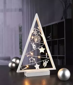 54853 Светодиодный силуэт, деревянная ель, волшебные огни, украшение, маленькое украшение Адвента HI, коричневый