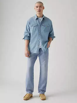 555 Свободные прямые мужские джинсы из льна и денима Levi's, цвет Call Me Again - Light Wash