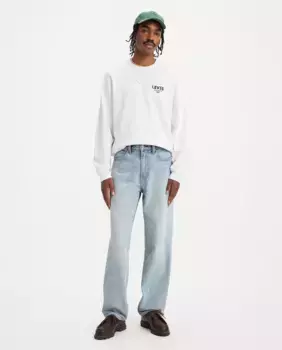 568 Мужские свободные прямые хлопковые джинсы Levi's, голубой