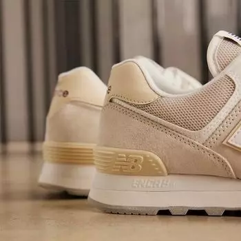 574 Кожаная/Замшевая обувь New Balance, белый/серый