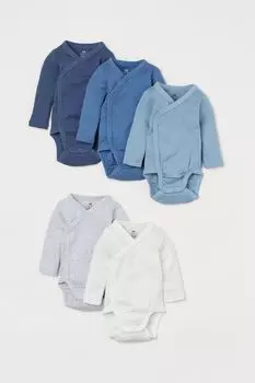 5 боди с запахом H&M, светло-голубой/синий